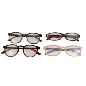 Lot of 4 Womens Reading Glasses +1.25 Tortoise Leopard Pink Floral Rhinestone